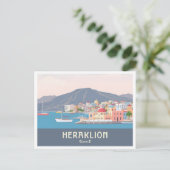 Heraklion Greece Pastel Travel – Venetian Harbor ポストカード (スタンド正面)