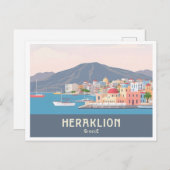 Heraklion Greece Pastel Travel – Venetian Harbor ポストカード (正面/裏面)