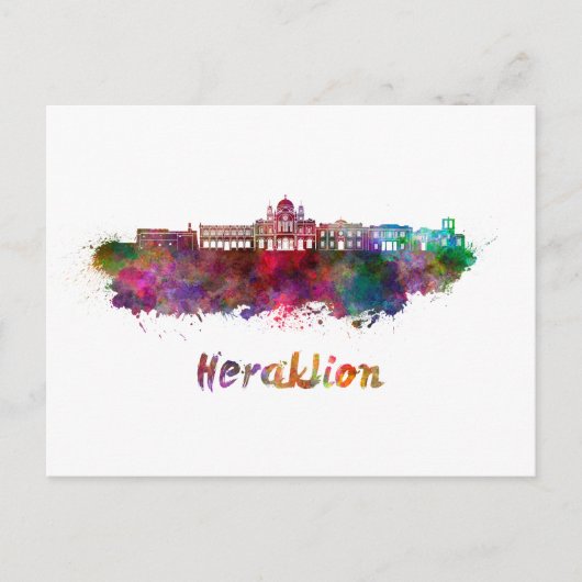 Heraklion skyline in watercolor ポストカード (正面)
