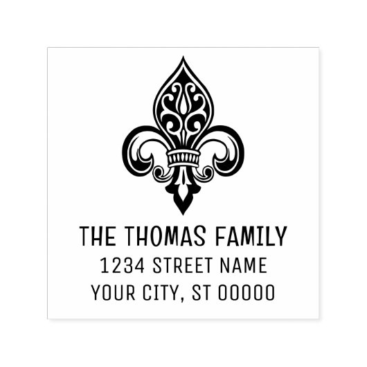 heraldicエレガント（紋章の）フラ・ダ・リ#26名住所 セルフインキングスタンプ (デザイン)