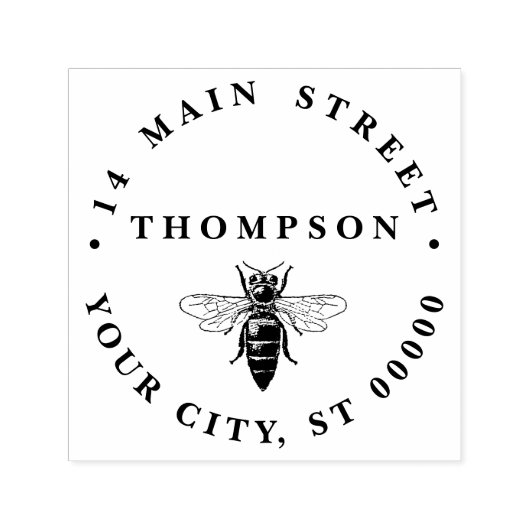 heraldic名門私立校風のヴィンテージビー#2名住所 セルフインキングスタンプ (デザイン)