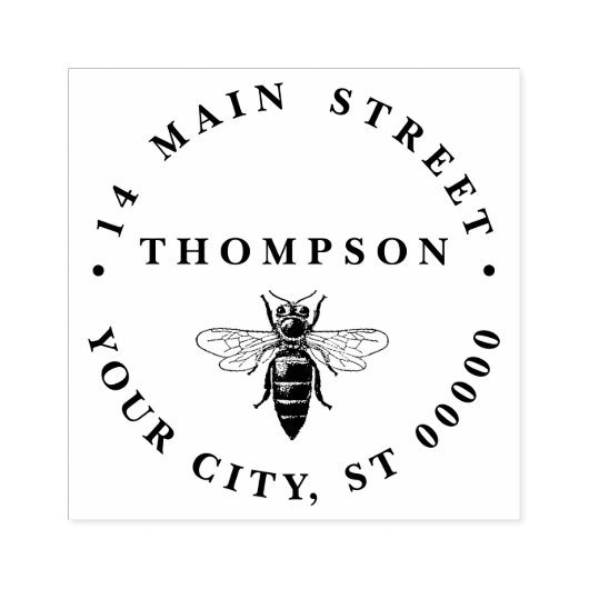 heraldic名門私立校風のヴィンテージビー#2名住所 ラバースタンプ (インプリント)