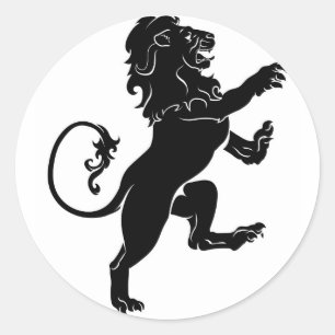Heraldic手がつけられないライオン ラウンドシール