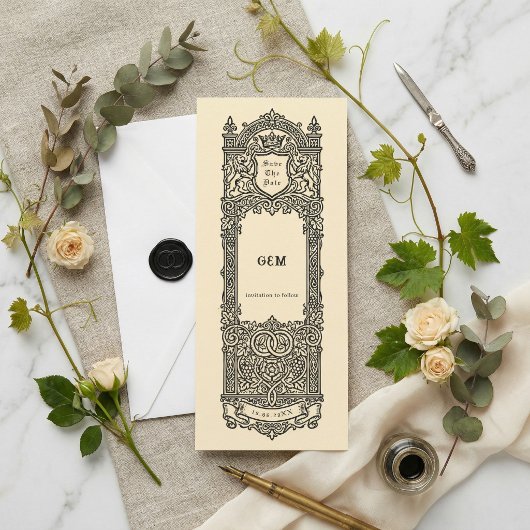 Heraldic Monogram Save the Date 招待状
