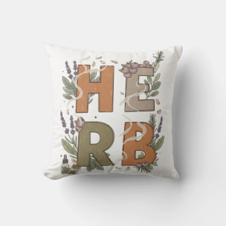 HERB Botanical Vintage Typography Art クッション