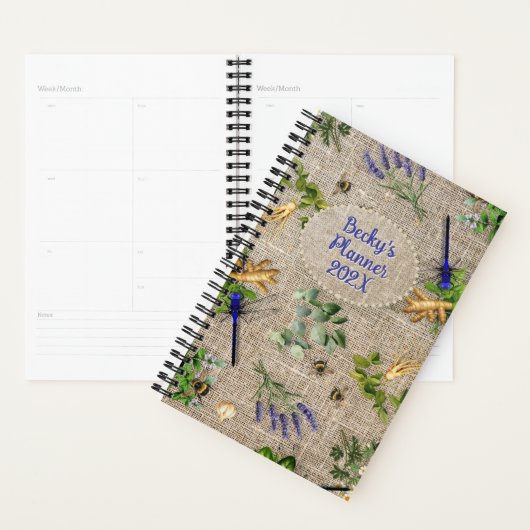 Herb Garden Pattern Year Long Custom Planner プランナー手帳 (ディスプレー)