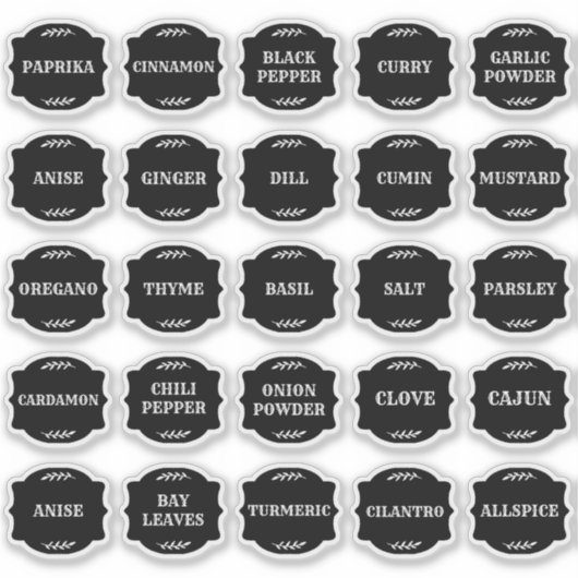 Herb & Spice Jar Labels  シール (正面)