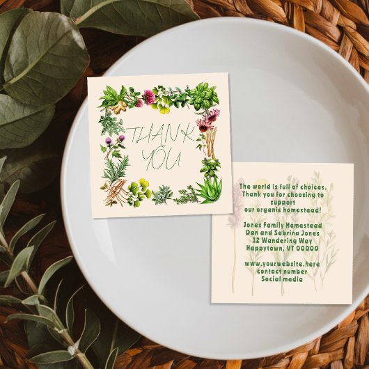 Herbal Goodness Small Thank You Customer Insert スクエア名刺