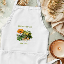 Herbal Goodness Year Established Kitchen Apron スタンダードエプロン