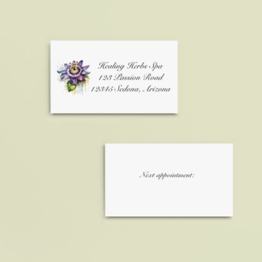 Herbal Life：紫色のカスタマイズ可能なパッションフラワー 名刺