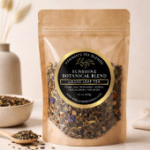 Herbal Tea Blend Coffee Modern Black & Gold ラウンドシール