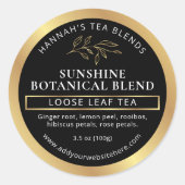 Herbal Tea Blend Coffee Modern Black & Gold ラウンドシール (正面)
