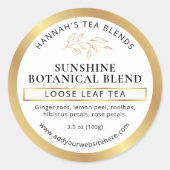 Herbal Tea Coffee Gold Homemade Product Label ラウンドシール (正面)