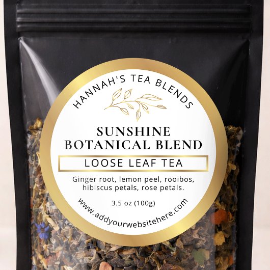 Herbal Tea Coffee Gold Homemade Product Label ラウンドシール