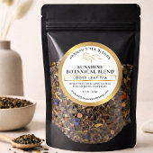 Herbal Tea Coffee Gold Homemade Product Label ラウンドシール