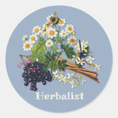 Herbalist Feverfew Flowers Elderberry ラウンドシール (正面)