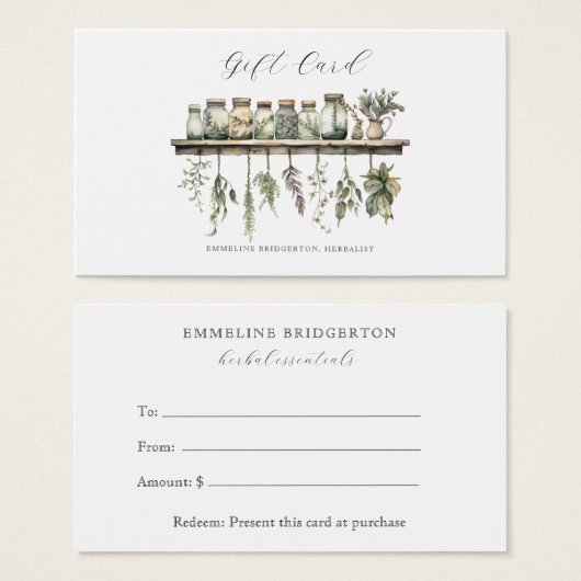 Herbalist Gift Certificate (正面&裏面)