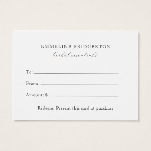 Herbalist Gift Certificate  (裏面)