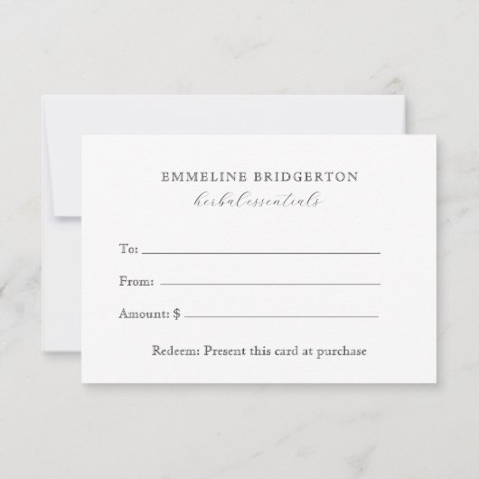 Herbalist Product Gift Certificate (裏面)