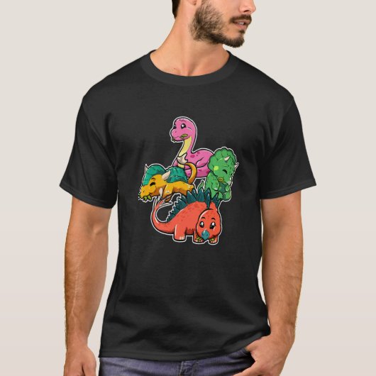 Herbivore Dinosaurs Triceratops Apatosaurus Stegos Tシャツ (正面)