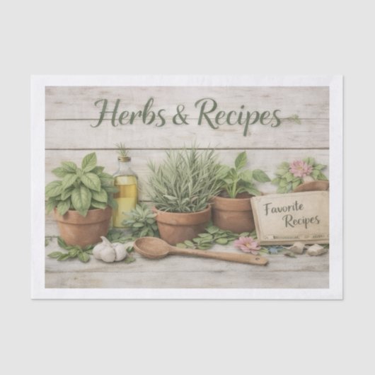 Herbs and Recipes Decoupage Paper  薄葉紙 (正面)