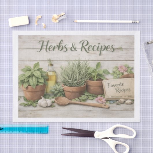 Herbs and Recipes Decoupage Paper  薄葉紙 (クラフト)