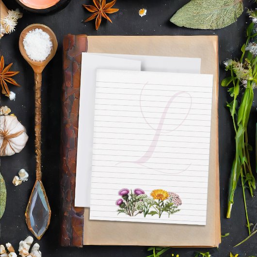 Herbs Personal Lined Writing Paper Single Initial  ノートカード