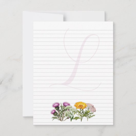 Herbs Personal Lined Writing Paper Single Initial ノートカード (正面)