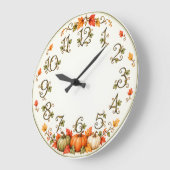 Herbstliche Wanduhr mit Kürbissen & Blättern ラージ壁時計 (傾斜)