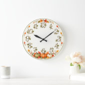 Herbstliche Wanduhr mit Kürbissen & Blättern ラージ壁時計 (ホーム)