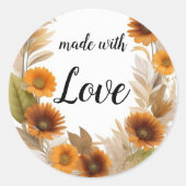 Herbstlicher Kranz Aquarellzeichnung ラウンドシール (正面)