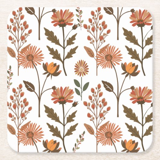 Herbstliches Blumenarrangement スクエアペーパーコースター (正面)