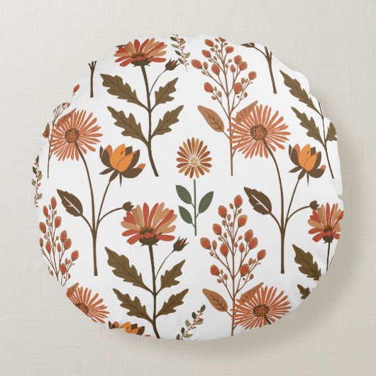 Herbstliches Blumenarrangement ラウンドクッション (正面)