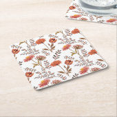 Herbstliches Blütenmosaik スクエアペーパーコースター (アングル)