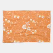 Herbstliches Kürbis- und Blattmuster キッチンタオル (横)