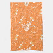 Herbstliches Kürbis- und Blattmuster キッチンタオル (縦)