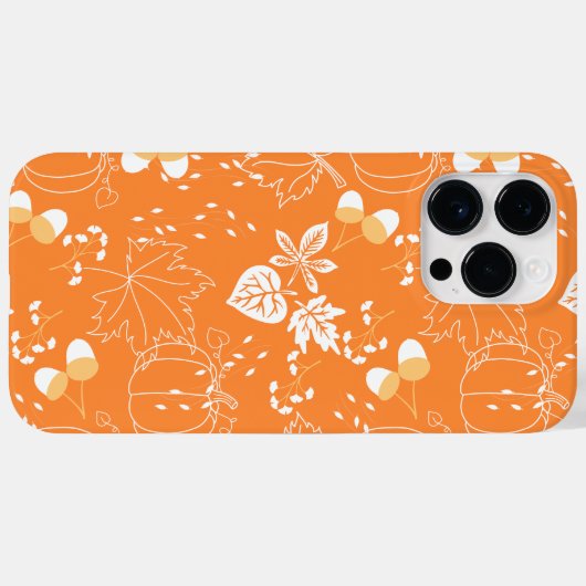Herbstliches Kürbis- und Blattmuster Case-Mate iPhoneケース (裏面 (横))