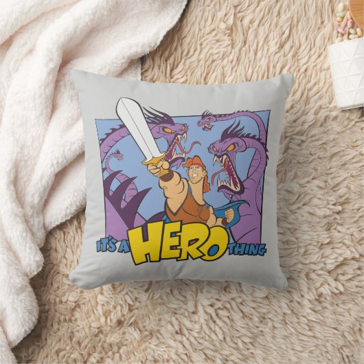Hercules vs Hydra - It's a HERO Thing Throw Pillow クッション (ブランケット)