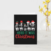Herd It Was Christmas Cute Festive Cows Xmas Holid カード (黄色い花)
