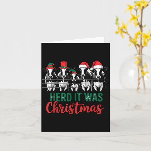 Herd It Was Christmas Cute Festive Cows Xmas Holid カード (黄色い花)