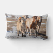 Herd of Mixed Breed Horses Running in the Snow ランバークッション (裏面)
