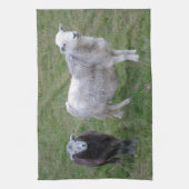 Herdwickの雌ヒツジおよび子ヒツジのふきん キッチンタオル (縦)