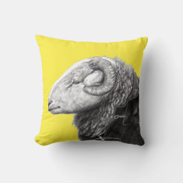 Herdwick Ram in Duffel Coat (レトロ黄) クッション