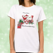 Here 来 Santa On Candy Train With Letters Tシャツ