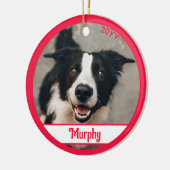 Here 来 Santa Paws Dog Photo Redオーナメント セラミックオーナメント (左)