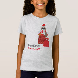 Here 来 Santa Sloth in Chimney withプレゼント Tシャツ