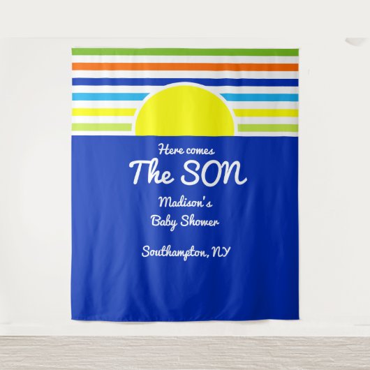Here 来 the Son Baby Shower Backdrop タペストリー (正面)