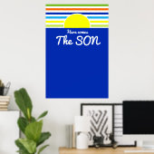 Here 来 the Son Baby Shower Backdrop & Signup ポスター (ホームオフィス)
