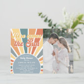 Here 来 The Sun Baby Shower Rainbow写真 招待状 (スタンド正面)
