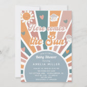 Here 来 The Sun Baby Shower Rainbow 招待状 (正面)
